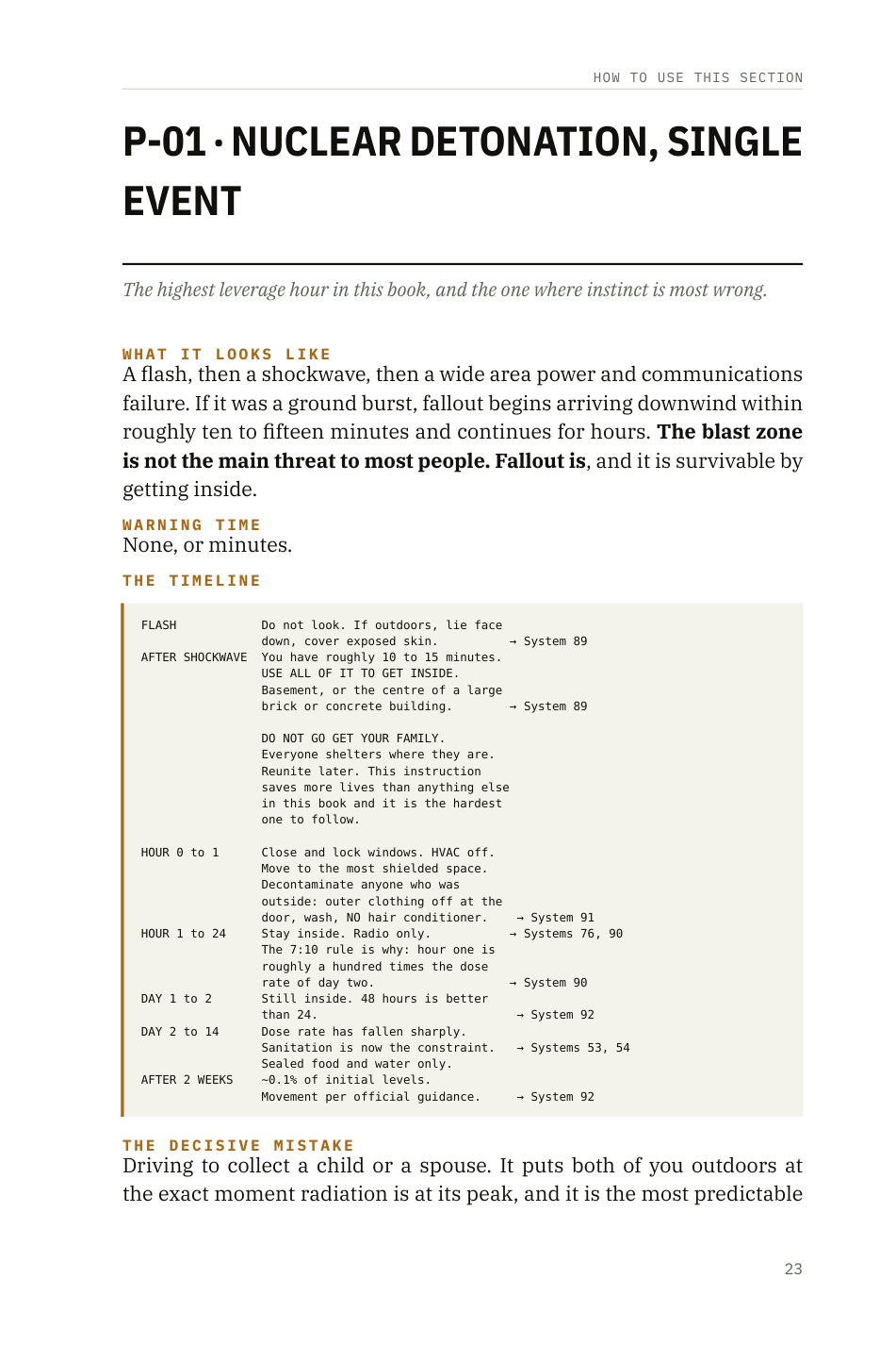 Playbook P-01, nuclear detonation: what it looks like, warning time, and the hour-by-hour timeline